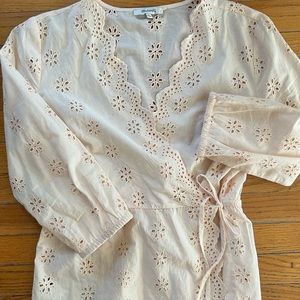 Madewell Eyelet Wrap Top, small